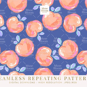 Peaches Repeating Seamless Pattern Design, Tiling Repeating File, Commercial Use, Digital Download