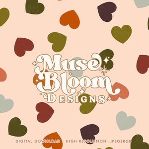 Valentines Hearts Seamless Pattern Repeating File Sublimation Design for Fabric Printing - Brown