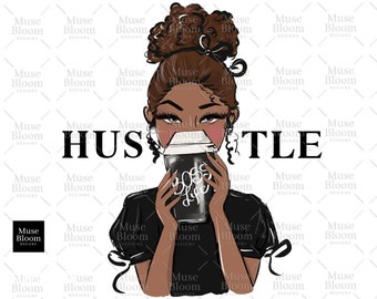 Boss Life African American Girl Clipart PNG, Sublimation Design (Digital Download)