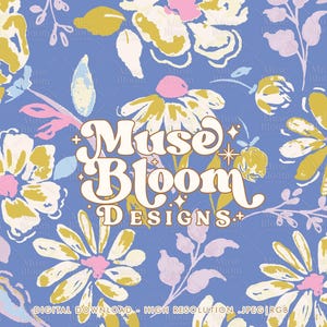 Bright Floral Seamless Pattern Repeat File for Sublimation Blue Floral Print - Balancê
