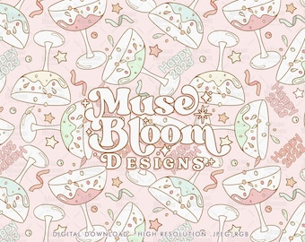 Boho Pink Happy New Year Seamless Pattern Repeating File for Fabric Printing and Sublimation