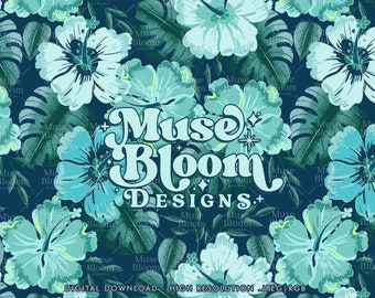 Tropical Floral Seamless Pattern, Summer Foliage (JPG File)