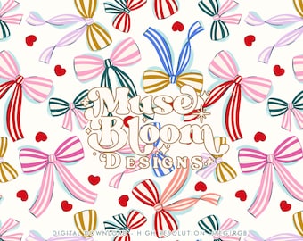 Bows Seamless Pattern Repeating File Sublimation Design for Fabric Printing - Snowflakes Holidays - White