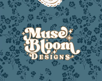 Dark Academia Whimsigoth 90s Ditsy Floral Print Seamless Pattern - Dark Teal Design for Commercial Use