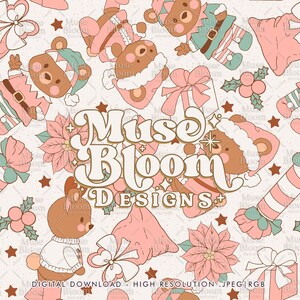 Boho Bären Kinder Rosa Weihnachten Nahtlose Wiederholungsdatei für Stoffsublimation