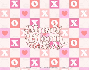 Xoxo Valentines Pattern Seamless File Sublimation Design for Fabric Printing