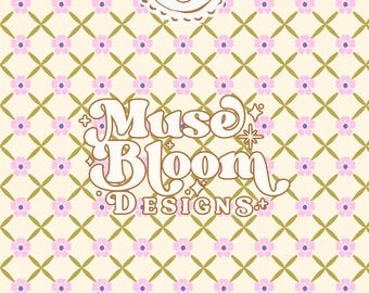 Whimsy Fairy 90s Spring Rosette Lattice Floral Print Seamless Pattern - Design for Commercial Use