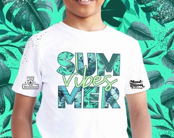 Summer Vibes Teen Boys Tropical Foliage PNG Shirt Design Sublimation