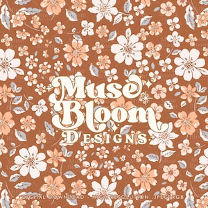 Arquivo de repetição de padrão floral sem costura Ditsy Boho - Carlotta - Marrom