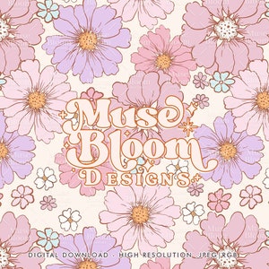 Fichier de motif floral printemps-été sans couture pour impression sur tissu par sublimation à usage commercial - rose, violet, menthe