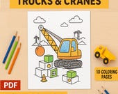 Construction Vehicles Coloring Pages PDF / Toddler + Preschool Kids Printable