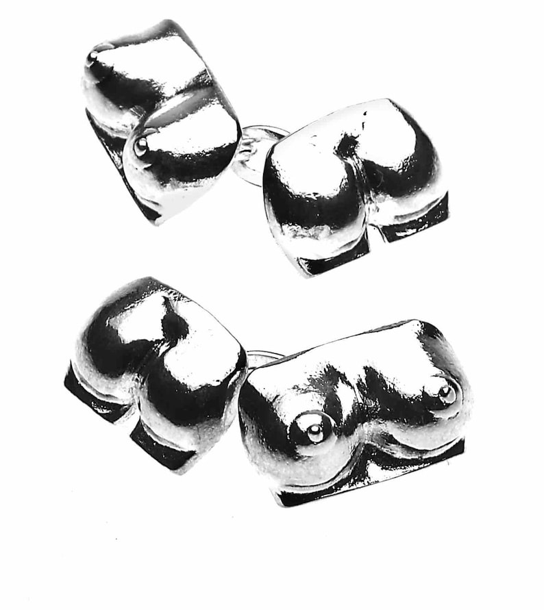 Men/'s Christopher Simpson Silver Plated Boobs /& Bum Cufflinks