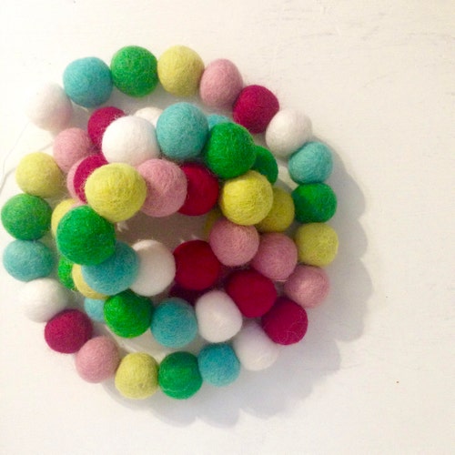 Colorful Pom Pom Garland Felt Ball Garland Holiday Mantle Etsy