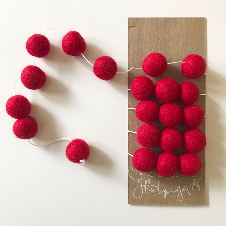 Felt Ball Garland Christmas Garland Felt Ball Garland Pom Etsy