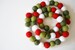 Christmas Garland - Pom Pom Garland - Felt Ball Christmas Garland - Holiday Mantle Decor - Red, White Green Garland - Vintage Christmas 