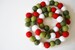 Christmas Garland - Pom Pom Garland - Felt Ball Christmas Garland - Holiday Mantle Decor - Red, White Green Garland - Vintage Christmas 