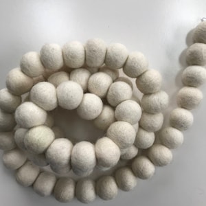Cream Felt Ball Garland - Pom Pom Garland - Christmas Garland - White Garland - Banner - Easter Garland - Wall Decor - Creamy White
