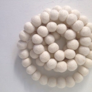 Felt Ball Garland - Pom Pom Garland - Christmas Garland - White Garland - Banner - Easter Garland - Wall Decor - Solid White