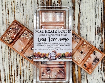 Cozy Farmhouse Fall Sparkly Snap Bar Wax Melts, Birthday Gift, Party Favors, Autumn Gifts