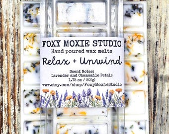 Relax + Unwind Calm and Soothing Lavender Chamomile Snap Bar Wax Melts