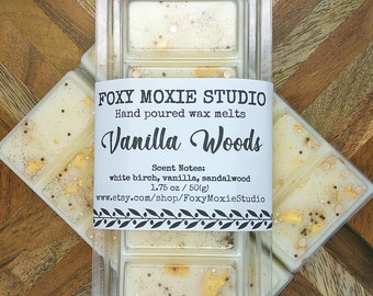 Vanilla Woods Soft and Cozy Scented Snap Bar Wax Melt Housewarming Gift, Stocking Stuffers