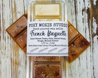 French Baguette Fresh Baked Bread Sparkly Snap Bar Wax Melts Kitchen Scent Birthday and Housewarming Gift, Thanksgiving and Christmas