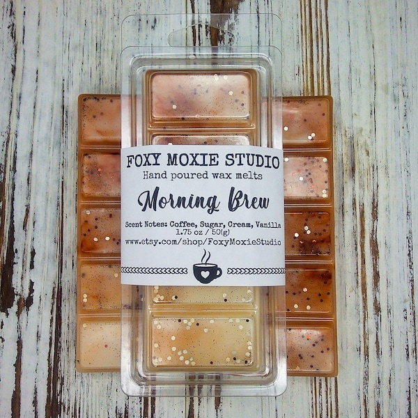 Morning Brew Coffee Scented Sparkly Snap Bar Wax Melts Coffee Lovers Gift, Christmas Gift, Stocking Stuffers