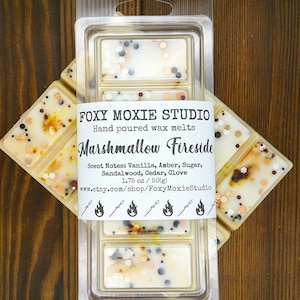 Marshmallow Fireside Sparkly Snap Bar Wax Melts Birthday, Stocking Stuffers, Holiday Gifts