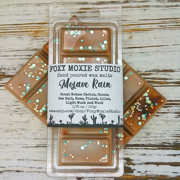 Mojave Rain Desert Sparkly Snap Bar Wax Melts, Clean Fresh Scent, Birthday Gift Ideas