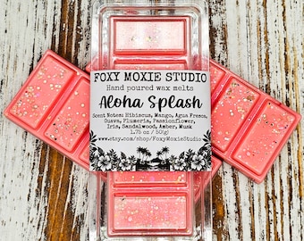 Aloha Splash Tropical Summer Sparkly Snap Bar Wax Melts, Birthday Gift, Bridal Gifts, Party Favors, Mother's Day Gifts