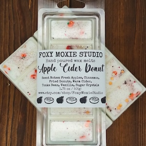 Apple Cider Donut Fall Bakery Scented Sparkly Snap Bar Wax Melts, Birthday Gifts, Party Favor, Housewarming, Hostess Gifts, Apple Lover&#39;s