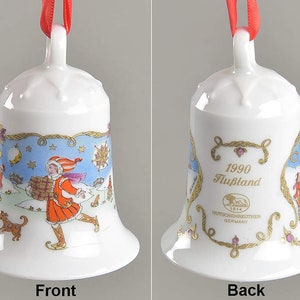 Vintage Hutschenreuther Weihnachts Glocke, 1990, Porcelain Christmas Bell &quot;River Country&quot;, Original Box, Mint Condition, Germany