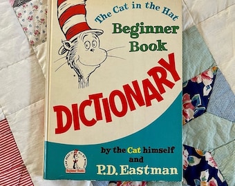 Vintage P.D. Eastman, 1964, "The Cat in the Hat Beginner Book Dictionary" Hard-Cover, 133 Pages of Color Pictures with Text, Great Condition