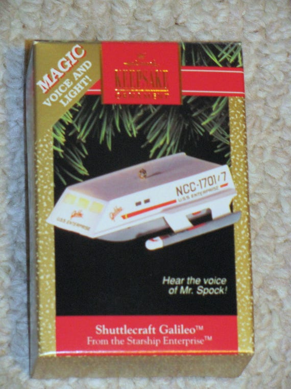 Vintage Hallmark Keepsake Shuttlecraft Galileo, Starship Enterprise, hear  the Voice of Mr. Spock, Star Dated 1992, Price Tab Intact 