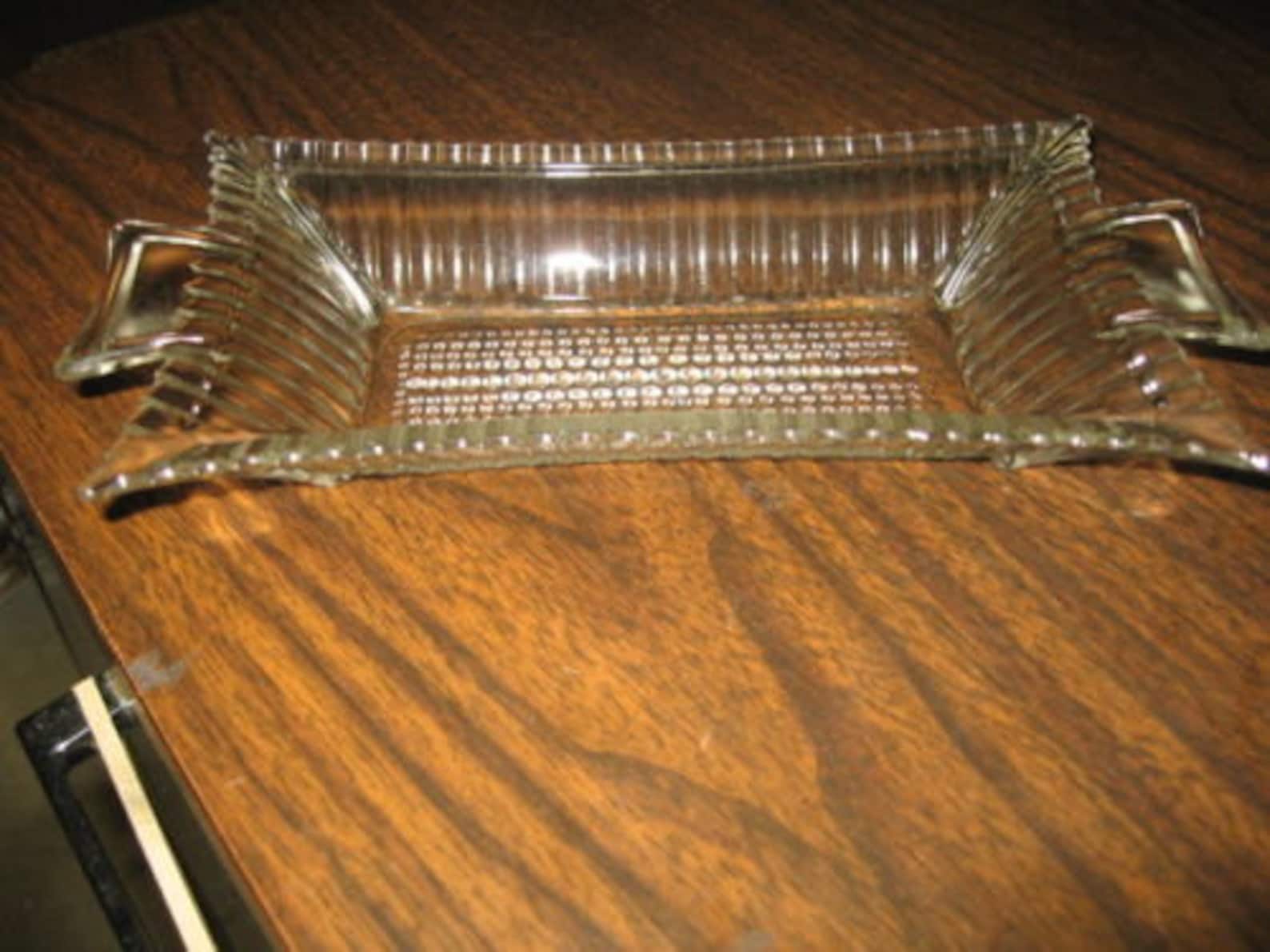 Vintage 1960s Pressed-glass Relish Dish With Handles Rib and | Etsy