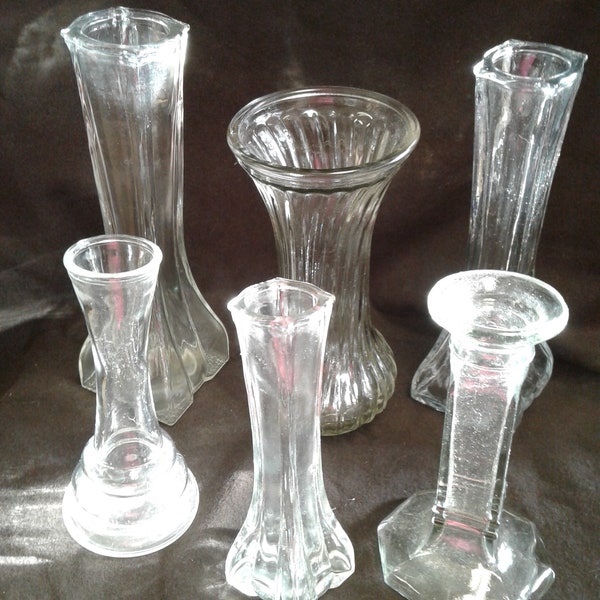 Glass Bud Vases Six Etsy