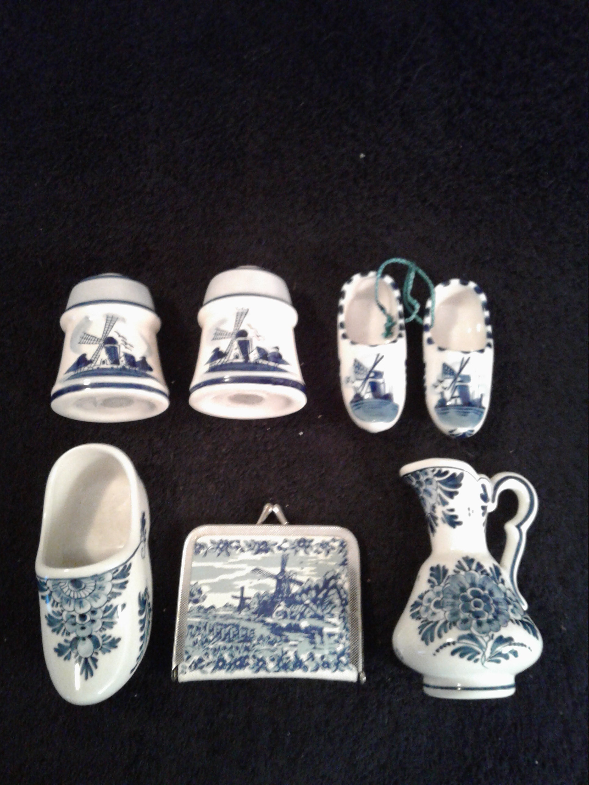 Vintage Delf Porcelain, Seven Pieces, Made in Holland, Hand