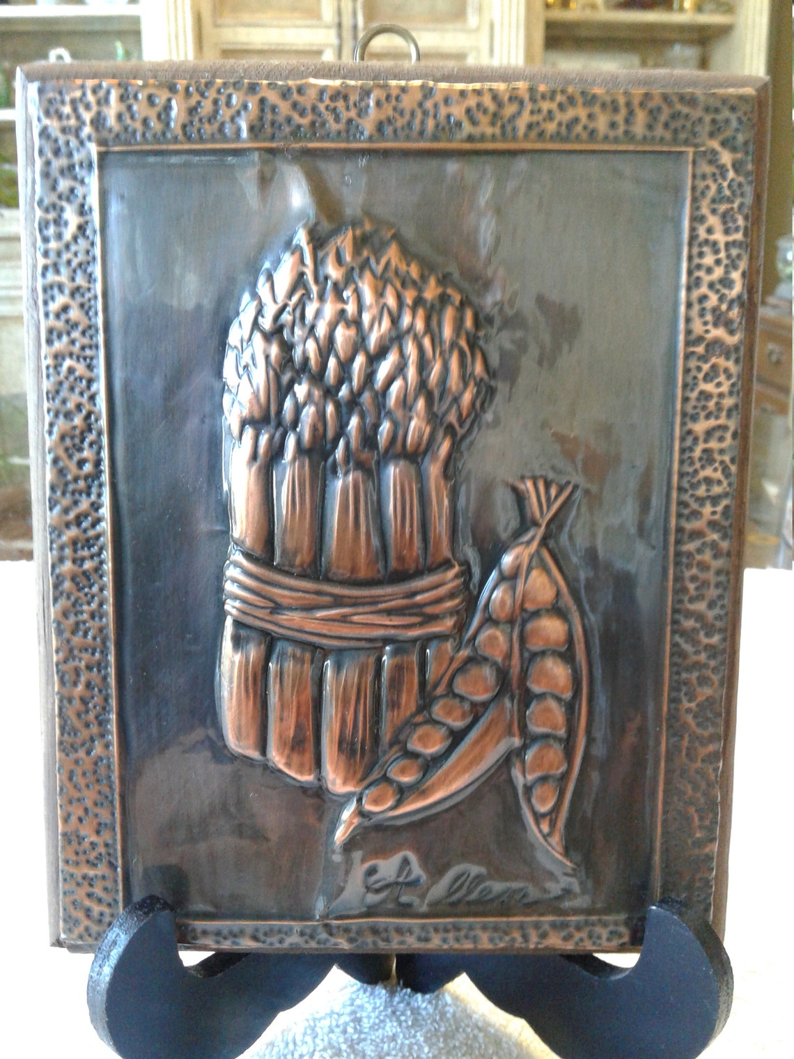 Vintage Wall Plaques Embossed Copper Over Pine Wood Oil Etsy