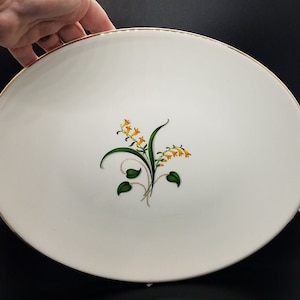 Vintage Platters, JK Knowles China, &quot;Forsythia&quot; Pattern, 5 Platters, 12 1/2&quot; L by 10&quot; , Circa 1950s, Very Good Condition,  Made in USA