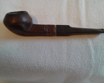 Vintage "Algerian Imported Briarwood Pipe," Square Shank, 1960s, 1 3/8" T x 5 1/2" L x 1 3/4" D, Poor Condition, France, No Silver Collar