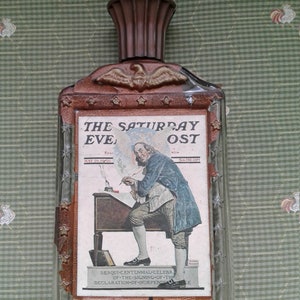 Vintage &quot;Beam Bicentennial Bourbon 100&quot; Decanter, features Norman Rockwell&#39;s &#39;Benjamin Franklin&#39;, Less than Good Condition, Circa 1970s.