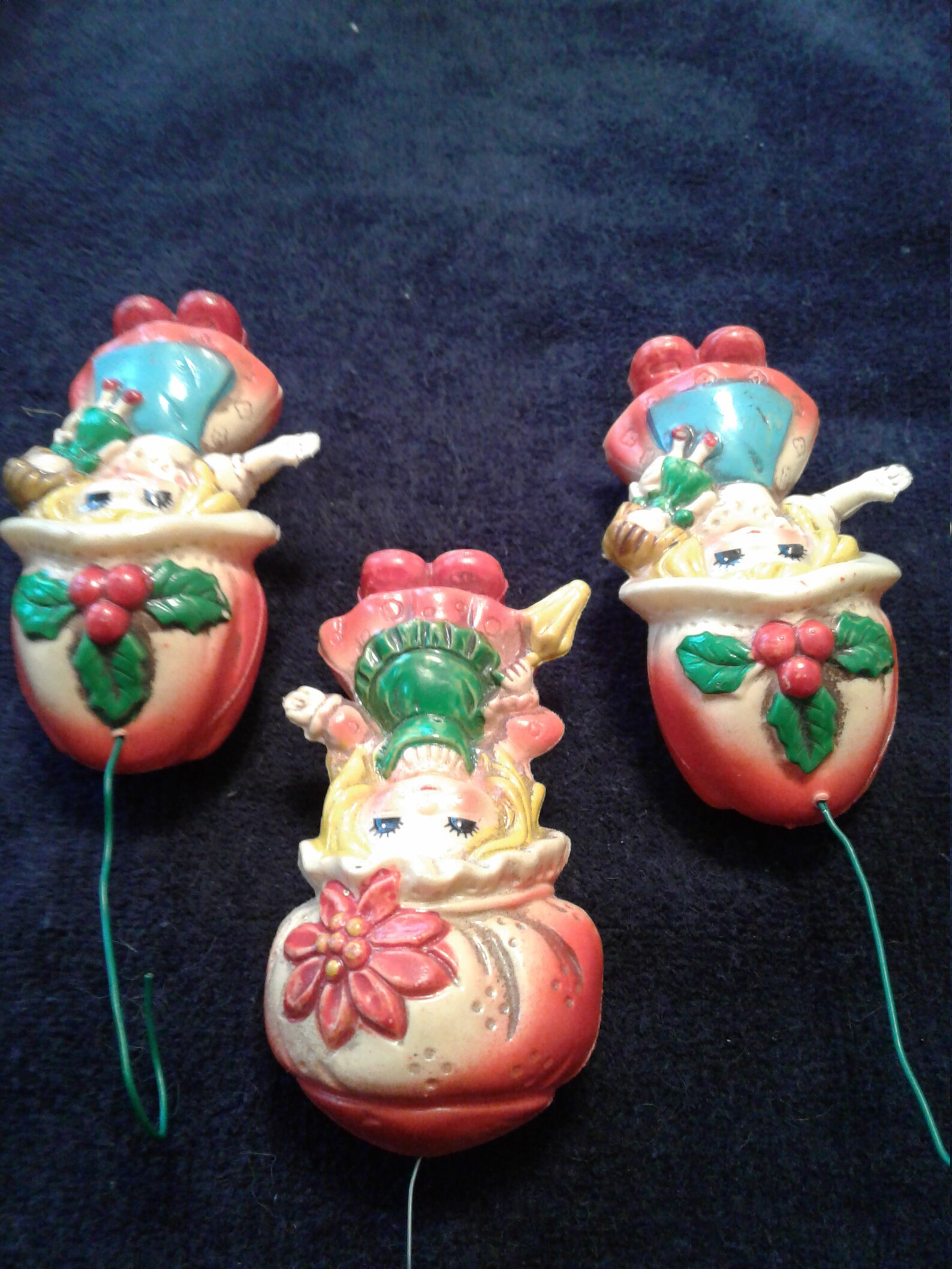 Vintage Blow Mold Plastic Christmas Ornaments Set of 3 Etsy