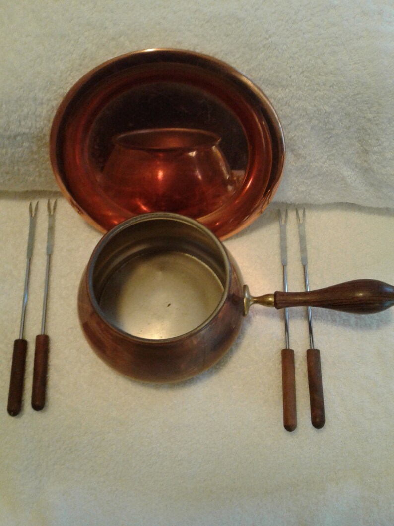 Vintage Perk Copper Fondue Pot Set Swiss Made Circa 1960s Etsy