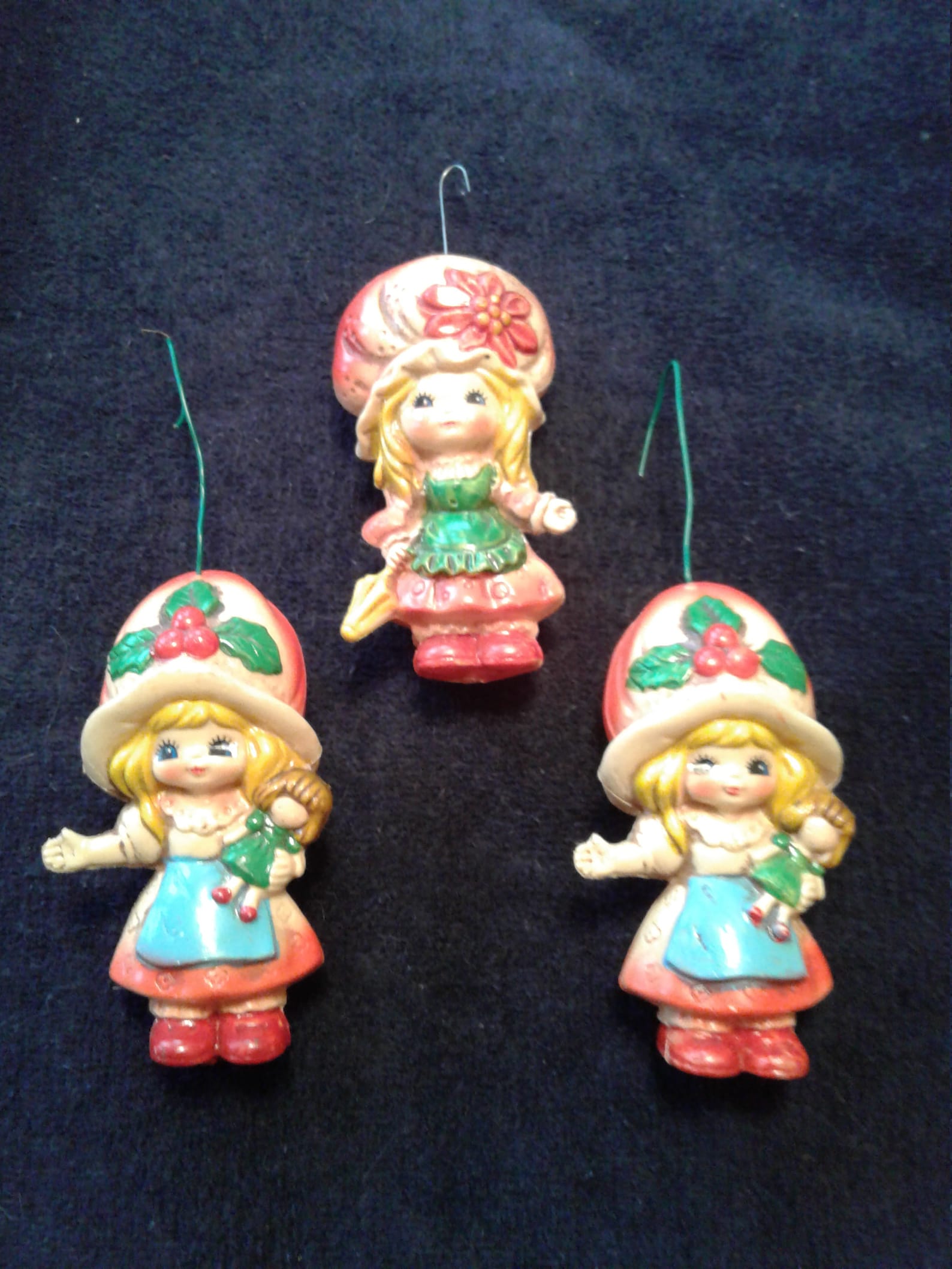 Vintage Blow Mold Plastic Christmas Ornaments Set of 3 Etsy