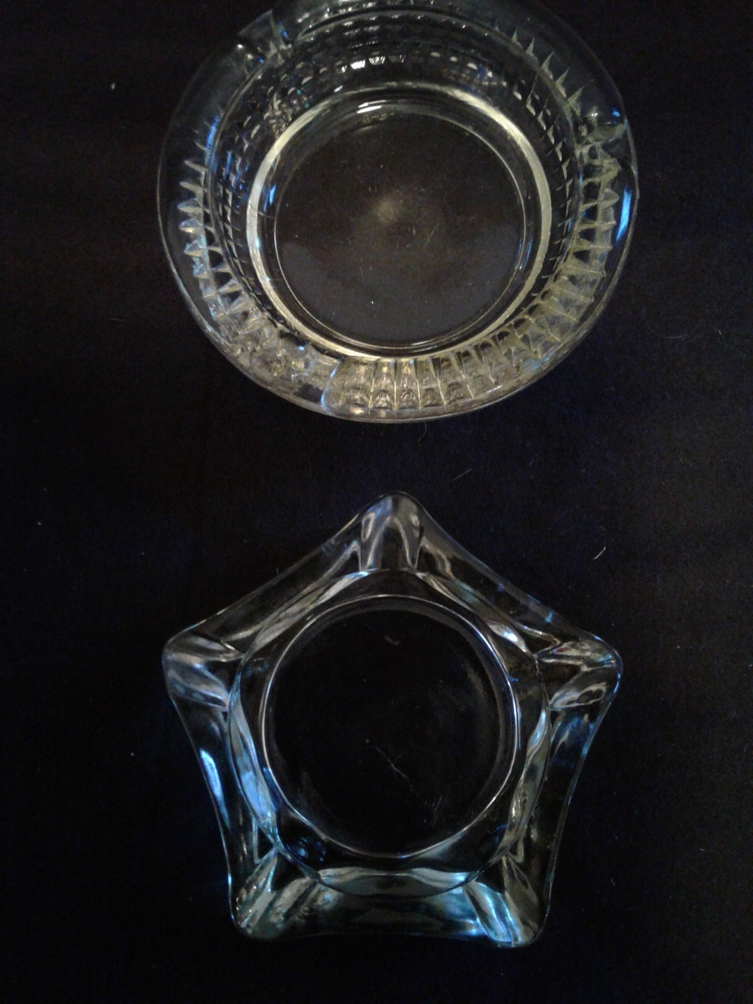 Vintage MCM Ashtrays Clear Thick Pressed Glass Round and Etsy