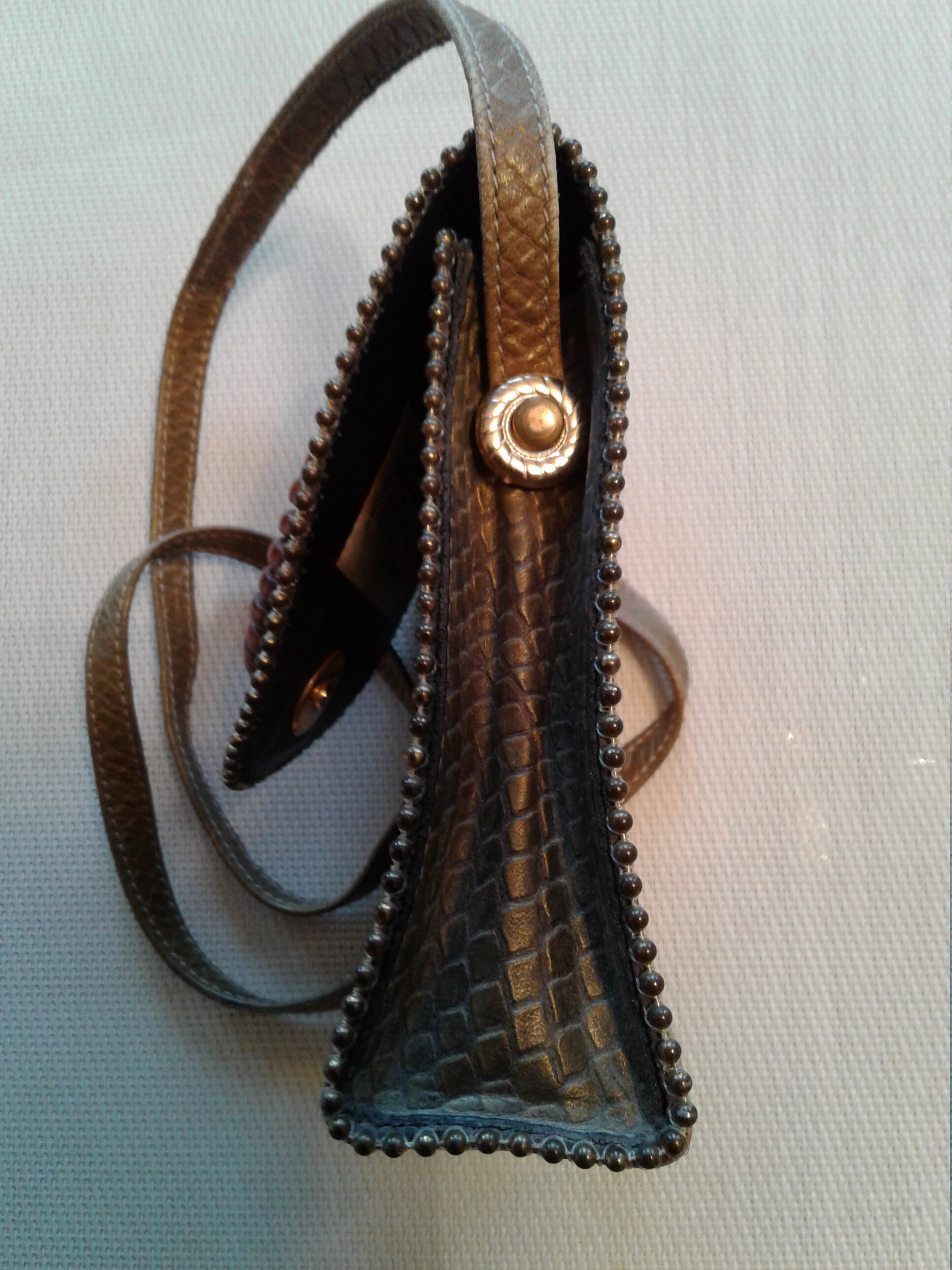 Vintage Nina Arjani Leatherock Purse, Green Bronze 