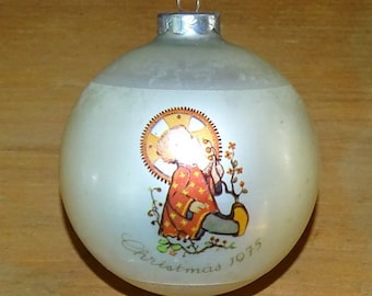 Vintage 1975 Schmid Glass Xmas Ball, &quot;Christmas Child&quot;, Sister Berta Hummel, Limited Ed., Good Condition, No Original Box, Oxidation Spots