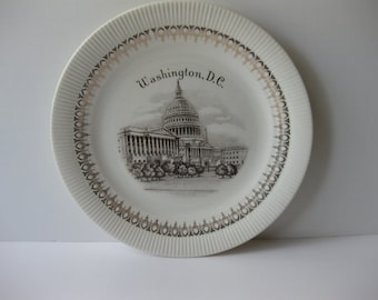 Vintage Souvenir Plate from Washington D.C, Features the Capitol Building, Distributed by ENCO, N.Y.C.
