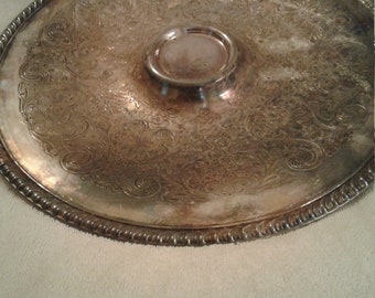 Vintage Wm Rogers Silver Plate Dip Tray, No Dip Bowl, "No. 866", Circa 1970s, 12 1/2" Diameter, Very Good Condition.