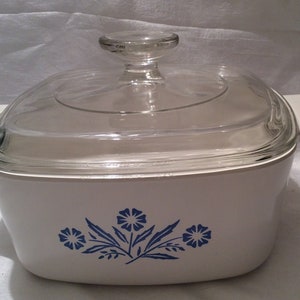 Vintage Corning Ware Casserole Baker, P 1 3/4 B,  with Pyrex Lid,  A7C,  1 3/4 Qt, &quot;Blue Cornflower&quot; Circa 1960s, Excellent Condition